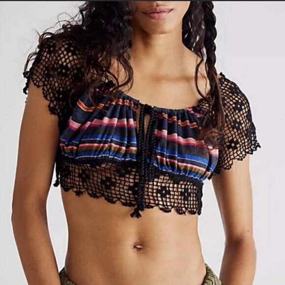 Free People Tops - Free People Crop Top Size XS Aruba Crochet Multicolor Striped Style OB1522759